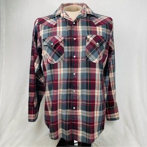 Plains Western Wear Mens Pearl Snap Shirt
Size Medium M Plaid Pockets